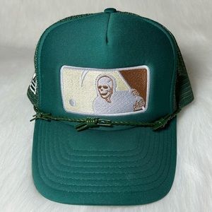 LAAMS Loso Green Trucker Hat Rare Barbwire Skull SnapBack NYC